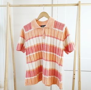 Striped Polo Sweater Chunky Marl Knot Vsco Girly